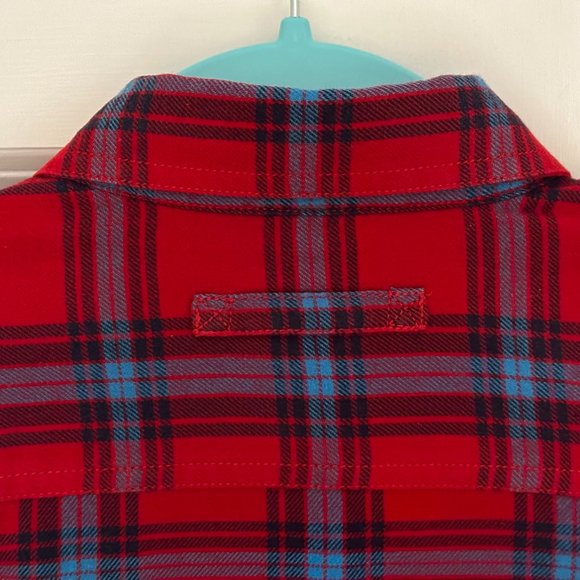 Duluth Trading Co. Plaid Long Sleeve Shirt Small EUC Red Blue Black Cotton Blend - Picture 7 of 14